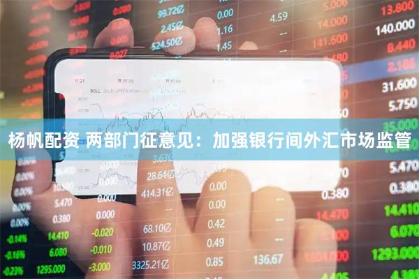 杨帆配资 两部门征意见：加强银行间外汇市场监管