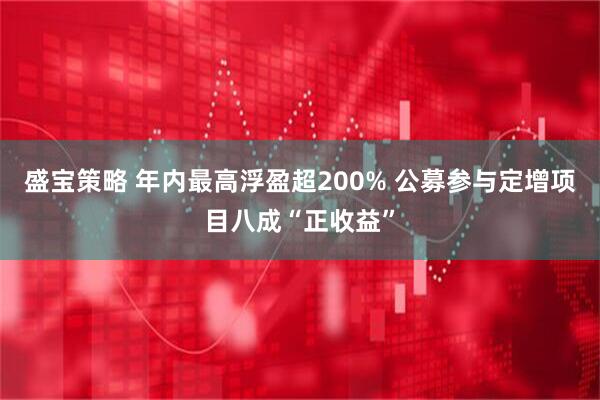 盛宝策略 年内最高浮盈超200% 公募参与定增项目八成“正收益”